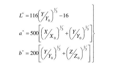 Lab顏色空間L、a、b值計(jì)算公式